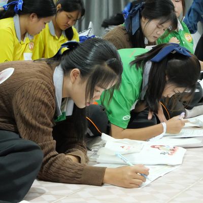 Students are working on a family planning worksheet.